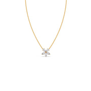 Floral Diamond Pendant Necklace in Yellow Gold – Elegant Petal Design | JewelVerra
