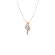 Swirl Diamond Pendant Necklace – Elegant Round Diamond in Curved Gold Design | JewelVerra