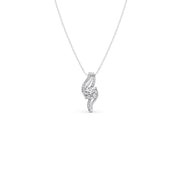 Swirl Diamond Pendant Necklace – Elegant Round Diamond in Curved Gold Design | JewelVerra