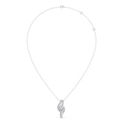 Swirl Diamond Pendant Necklace – Elegant Round Diamond in Curved Gold Design | JewelVerra