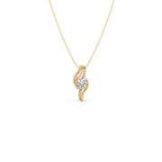 Swirl Diamond Pendant Necklace – Elegant Round Diamond in Curved Gold Design | JewelVerra