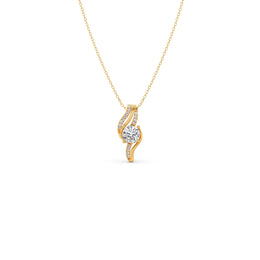 Swirl Diamond Pendant Necklace – Elegant Round Diamond in Curved Gold Design | JewelVerra