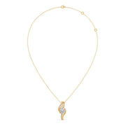 Swirl Diamond Pendant Necklace – Elegant Round Diamond in Curved Gold Design | JewelVerra