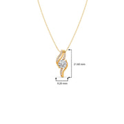 Swirl Diamond Pendant Necklace – Elegant Round Diamond in Curved Gold Design | JewelVerra
