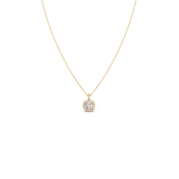 Cushion Halo Diamond Necklace for Women – Round Diamonds in Yellow, Rose & Silver Gold | JewelVerra