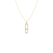 Paperclip Diamond Pendant Necklace in Yellow Gold – Contemporary Charm | JewelVerra Fine Jewellery