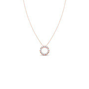 Baguette Diamond Circle Pendant Necklace – Dainty and Elegant in Yellow, Rose & Silver Gold | JewelVerra