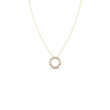 Baguette Diamond Circle Pendant Necklace – Dainty and Elegant in Yellow, Rose & Silver Gold | JewelVerra