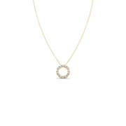 Baguette Diamond Circle Pendant Necklace – Dainty and Elegant in Yellow, Rose & Silver Gold | JewelVerra