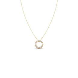 Baguette Diamond Circle Pendant Necklace – Dainty and Elegant in Yellow, Rose & Silver Gold | JewelVerra