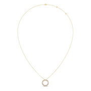 Baguette Diamond Circle Pendant Necklace – Dainty and Elegant in Yellow, Rose & Silver Gold | JewelVerra