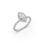 Marquise-Shaped Diamond Ring in White Gold – Halo Engagement Ring | JewelVerra
