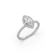 Marquise-Shaped Diamond Ring in White Gold – Halo Engagement Ring | JewelVerra