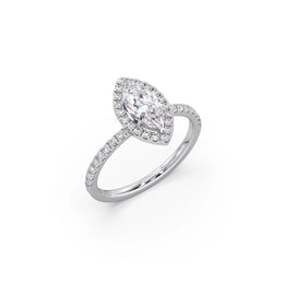 Marquise-Shaped Diamond Ring in White Gold – Halo Engagement Ring | JewelVerra