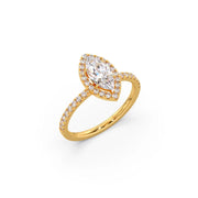 Marquise-Shaped Diamond Ring in White Gold – Halo Engagement Ring | JewelVerra