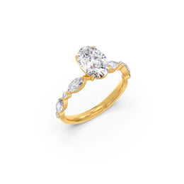 Oval & Marquise Diamond Engagement Ring – Yellow Gold with Lab-Grown Diamonds | JewelVerra