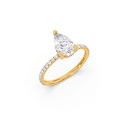 Diamond Pear-Shaped Engagement Ring in Yellow Gold | Elegant Teardrop Diamond Ring | JewelVerra