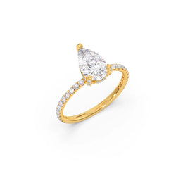 Diamond Pear-Shaped Engagement Ring in Yellow Gold | Elegant Teardrop Diamond Ring | JewelVerra