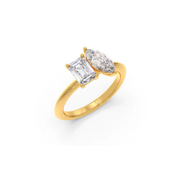Emerald & Pear-Cut Diamond Engagement Ring – Yellow Gold with Lab-Grown Diamonds | JewelVerra
