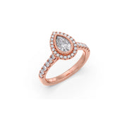 Gold Pear Diamond Ring for Women – Halo Setting with Sparkling Side Stones | JewelVerra