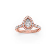 Gold Pear Diamond Ring for Women – Halo Setting with Sparkling Side Stones | JewelVerra
