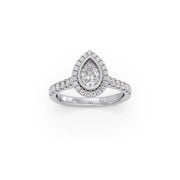 Gold Pear Diamond Ring for Women – Halo Setting with Sparkling Side Stones | JewelVerra