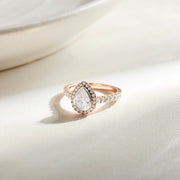 Gold Pear Diamond Ring for Women – Halo Setting with Sparkling Side Stones | JewelVerra