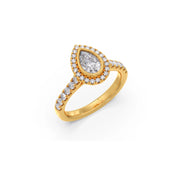 Gold Pear Diamond Ring for Women – Halo Setting with Sparkling Side Stones | JewelVerra