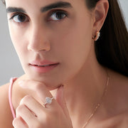 Gold Pear Diamond Ring for Women – Halo Setting with Sparkling Side Stones | JewelVerra