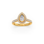 Gold Pear Diamond Ring for Women – Halo Setting with Sparkling Side Stones | JewelVerra