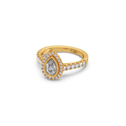 Gold Pear Diamond Ring for Women – Halo Setting with Sparkling Side Stones | JewelVerra
