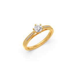 Round Diamond Engagement Ring in Yellow Gold | Sparkling Solitaire | JewelVerra