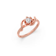 Floral Diamond Solitaire Ring in Yellow Gold – Delicate & Unique Design | JewelVerra