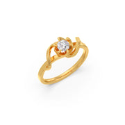 Floral Diamond Solitaire Ring in Yellow Gold – Delicate & Unique Design | JewelVerra