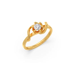 Floral Diamond Solitaire Ring in Yellow Gold – Delicate & Unique Design | JewelVerra