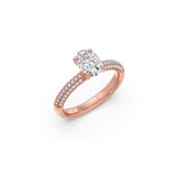 Oval Diamond Ring in White Gold – Triple Row Pavé Engagement Style | JewelVerra