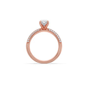 Oval Diamond Ring in White Gold – Triple Row Pavé Engagement Style | JewelVerra