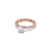 Oval Diamond Ring in White Gold – Triple Row Pavé Engagement Style | JewelVerra