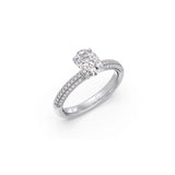 Oval Diamond Ring in White Gold – Triple Row Pavé Engagement Style | JewelVerra