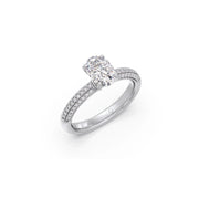 Oval Diamond Ring in White Gold – Triple Row Pavé Engagement Style | JewelVerra