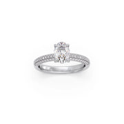 Oval Diamond Ring in White Gold – Triple Row Pavé Engagement Style | JewelVerra