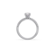 Oval Diamond Ring in White Gold – Triple Row Pavé Engagement Style | JewelVerra