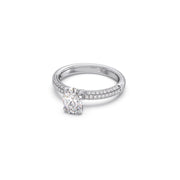 Oval Diamond Ring in White Gold – Triple Row Pavé Engagement Style | JewelVerra
