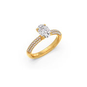 Oval Diamond Ring in White Gold – Triple Row Pavé Engagement Style | JewelVerra