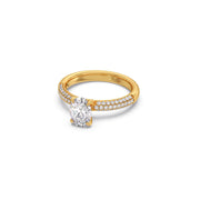 Oval Diamond Ring in White Gold – Triple Row Pavé Engagement Style | JewelVerra