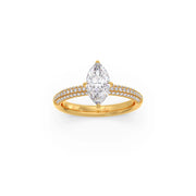 Marquise Diamond Engagement Ring in Yellow Gold – Pave Band Ring for Women | JewelVerra
