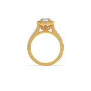 Emerald Cut Diamond Ring in Yellow Gold – Halo Design | JewelVerra