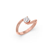Minimal Gold Solitaire Ring for Women – Elegant Twist Band with Round Diamond | JewelVerra