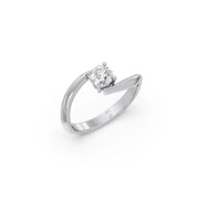 Minimal Gold Solitaire Ring for Women – Elegant Twist Band with Round Diamond | JewelVerra