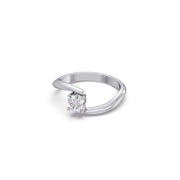 Minimal Gold Solitaire Ring for Women – Elegant Twist Band with Round Diamond | JewelVerra